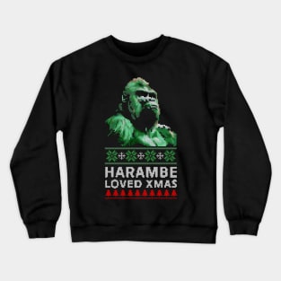 Harambe Loved Xmas -- Retro Ugly Sweater Crewneck Sweatshirt